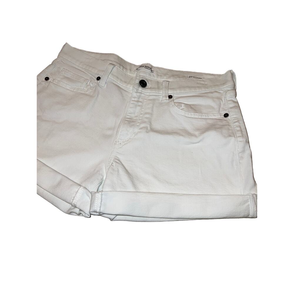 Banana Republic Premium Denim Bright White Roll Up Shorts Size 27